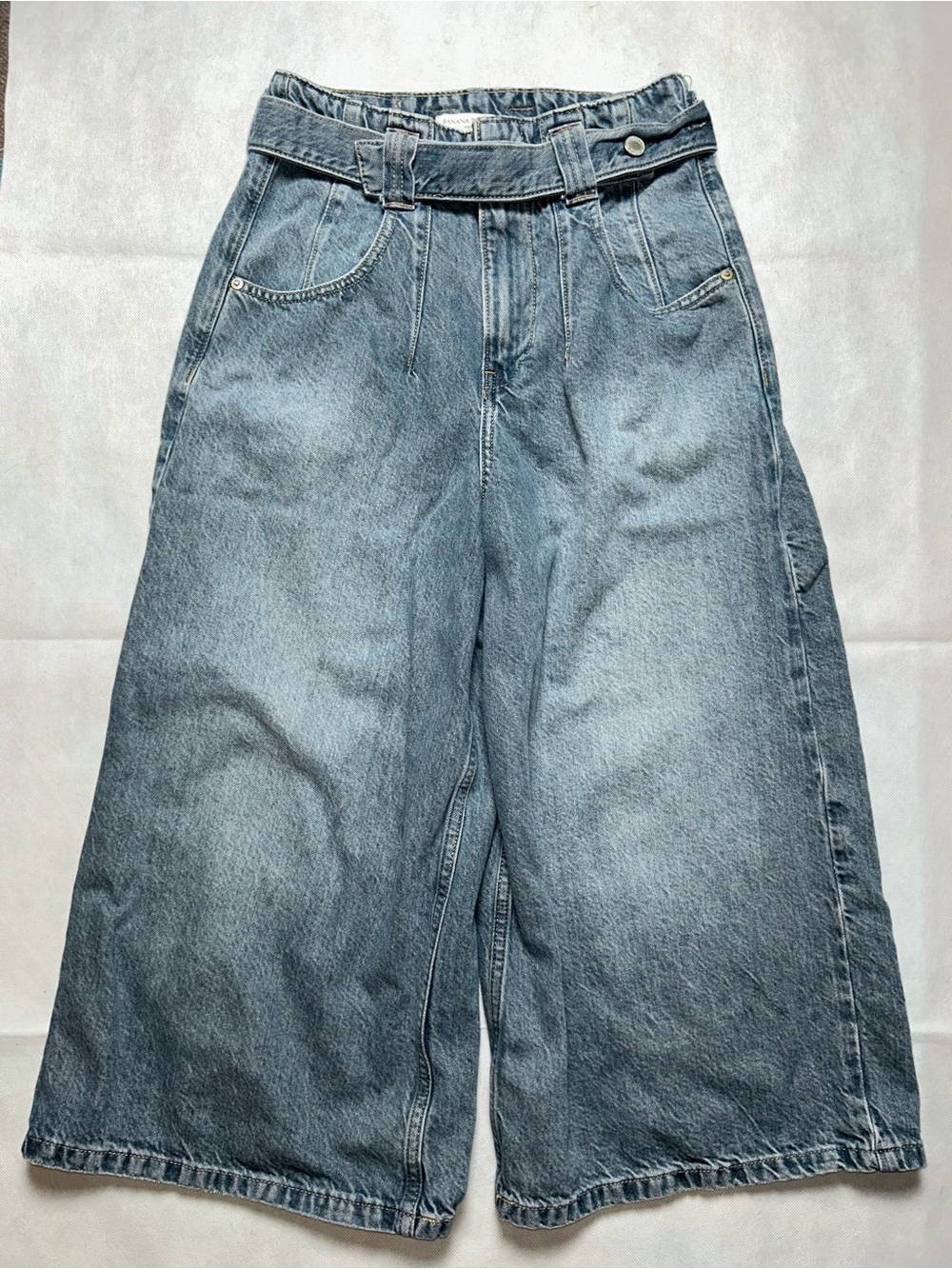 Banana Republic cropped wide leg belted denim pants size 27